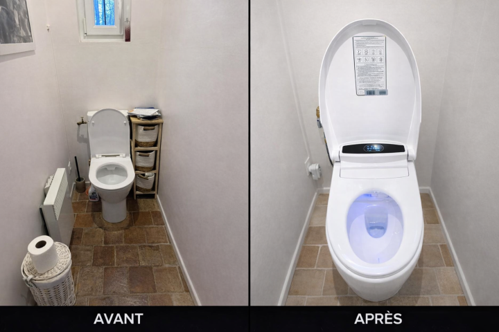 Montage avant après toilette